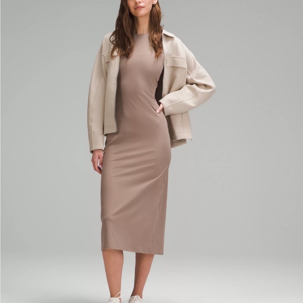 NWT Lululemon All Aligned Ribbed Midi Dress TPTC Taupetastic size 10